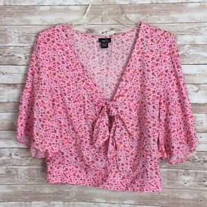 Rue 21 Floral Printed Deep V-Neck Top Size Medium